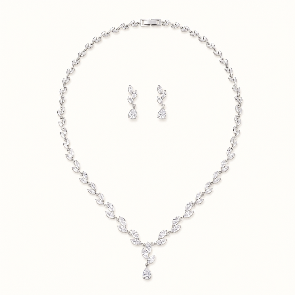 Celestia Leaf Crystal Jewelry Set