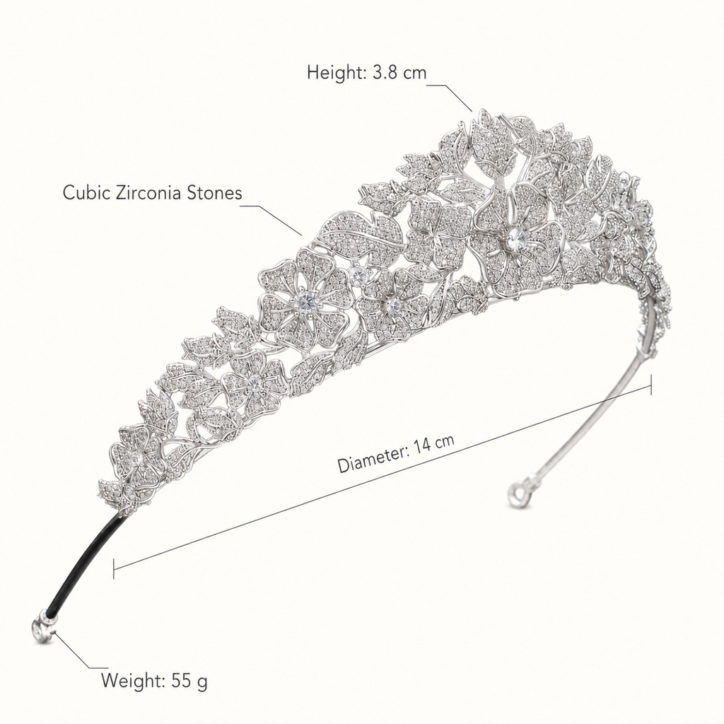 Éliane Floral Zirconia Tiara